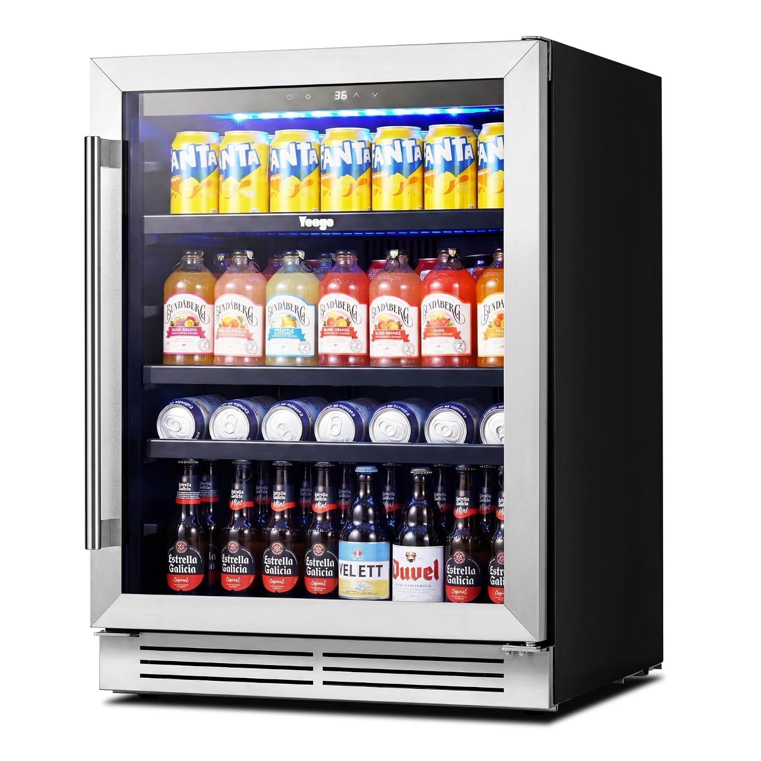 Wine Beer Fridge Under Counter - 24 Inch Beverage Cooler Fridge 180